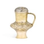 A trompe l’oeil silver-gilt kvass covered jug, maker’s mark Cyrillic D.I.O, Moscow, 1869
