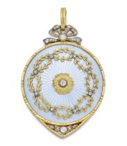 A Faberg&#233; jewelled gold and guilloch&#233; enamel pendant locket, Moscow, 1899-1908