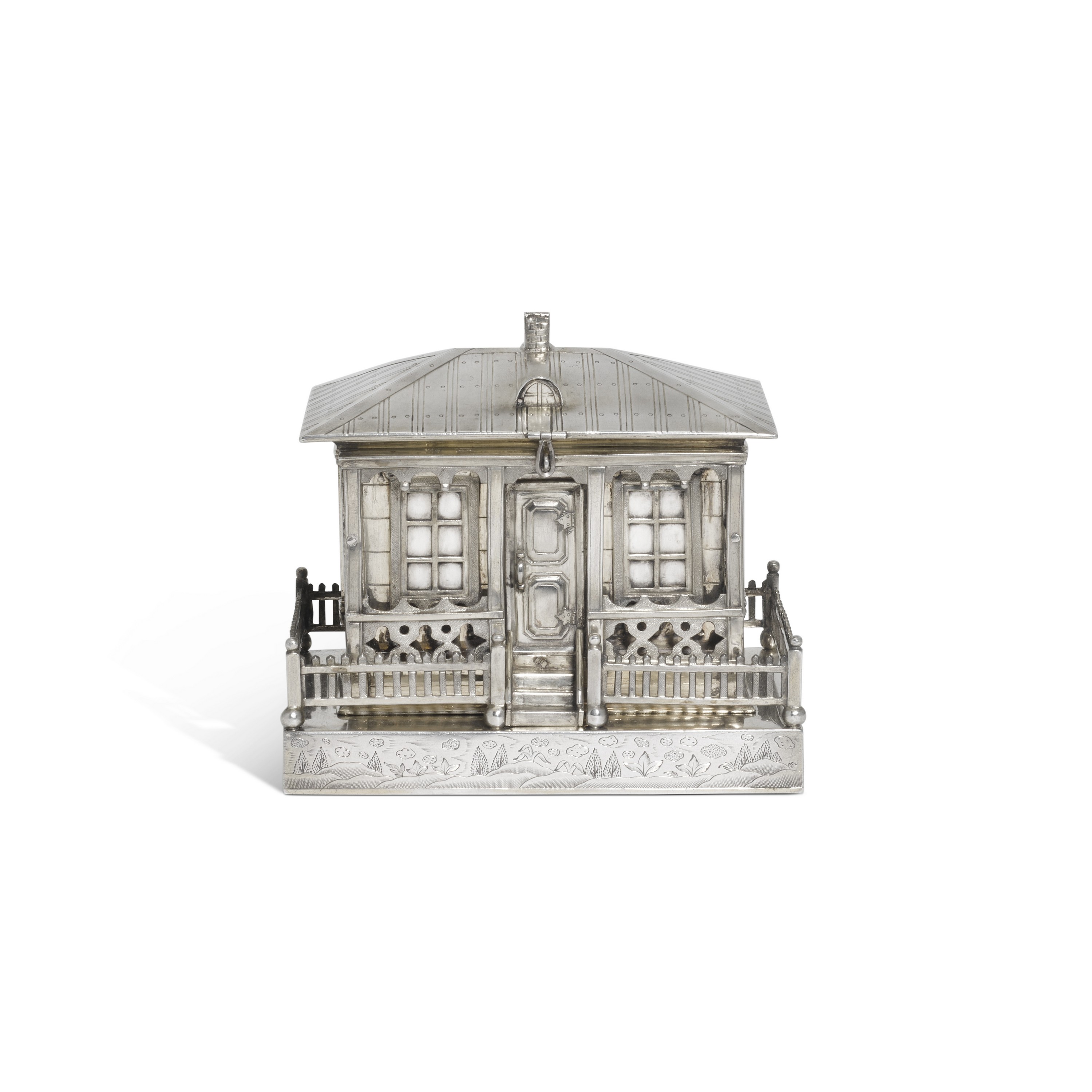 A silver trompe l'oeil box modelled as a house, Andrei Wekman, Moscow, 1869 - Image 3 of 5