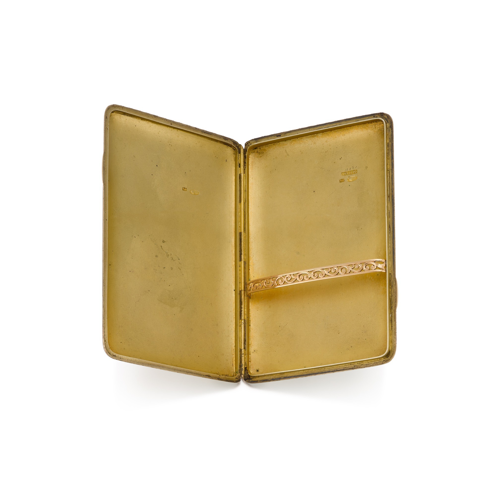 A Fabergé varicoloured gold and guilloché enamel cigarette case, workmaster Feodor Afanassiev, St Pe - Image 3 of 3