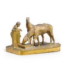 At the Well: a gilt bronze figural sculpture, Vasily Grachev, cast by Woerffel, retailed by Tiffany