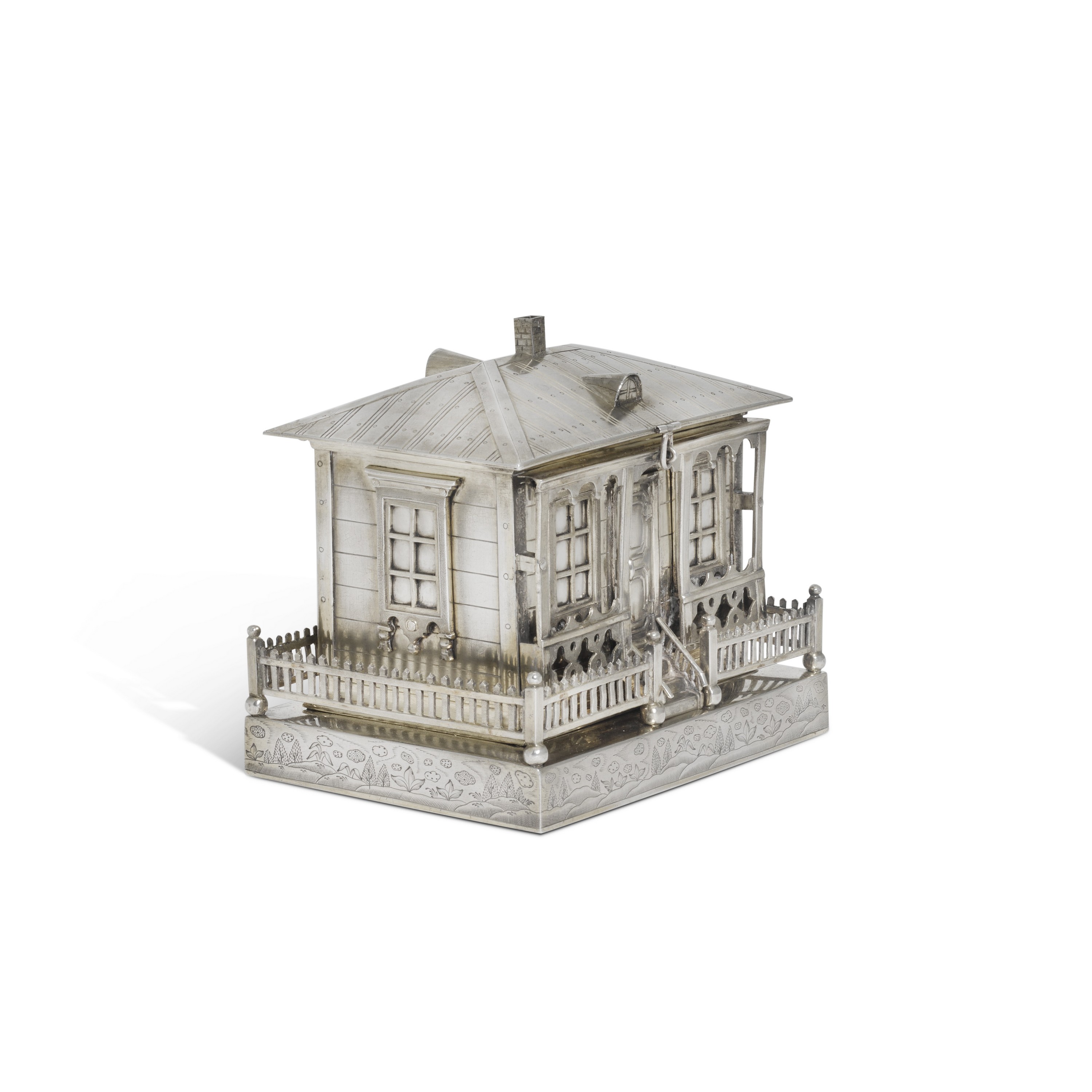 A silver trompe l'oeil box modelled as a house, Andrei Wekman, Moscow, 1869 - Image 2 of 5