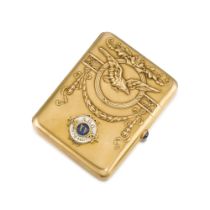 A gold and enamel cigarette case, Fedor Stroganov, Moscow, 1908-1917