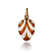 A Faberg&#233; gold, seed pearl and guilloch&#233; enamel egg pendant, workmaster August Hollming, S