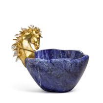 An impressive silver-gilt and hardstone basin, Chaumet , Paris, circa 1980