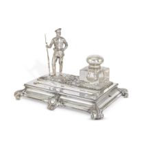 A silver and cut-glass figural inkwell, Grachev, St Petersburg, 1908-1917