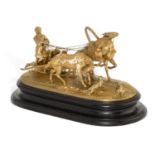 Wolf Attack on a Winter Troika: a gilt-bronze figural sculpture, Lanceray, cast by Chopin foundry, S