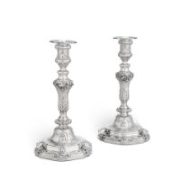 A pair of silver hunting trophy candlesticks, Louis-Joseph Lenhendrick, Paris, 1749-1750 | Paire de
