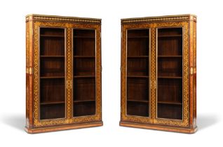 A pair of Louis XVI gilt-bronze mounted tulipwood, kingwood and amaranth biblioth&#232;ques, circa 1