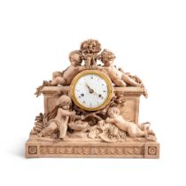 A terra cotta mantel clock, late 18th-early 19th century, attributed to Joseph Charles Marin | Pendu