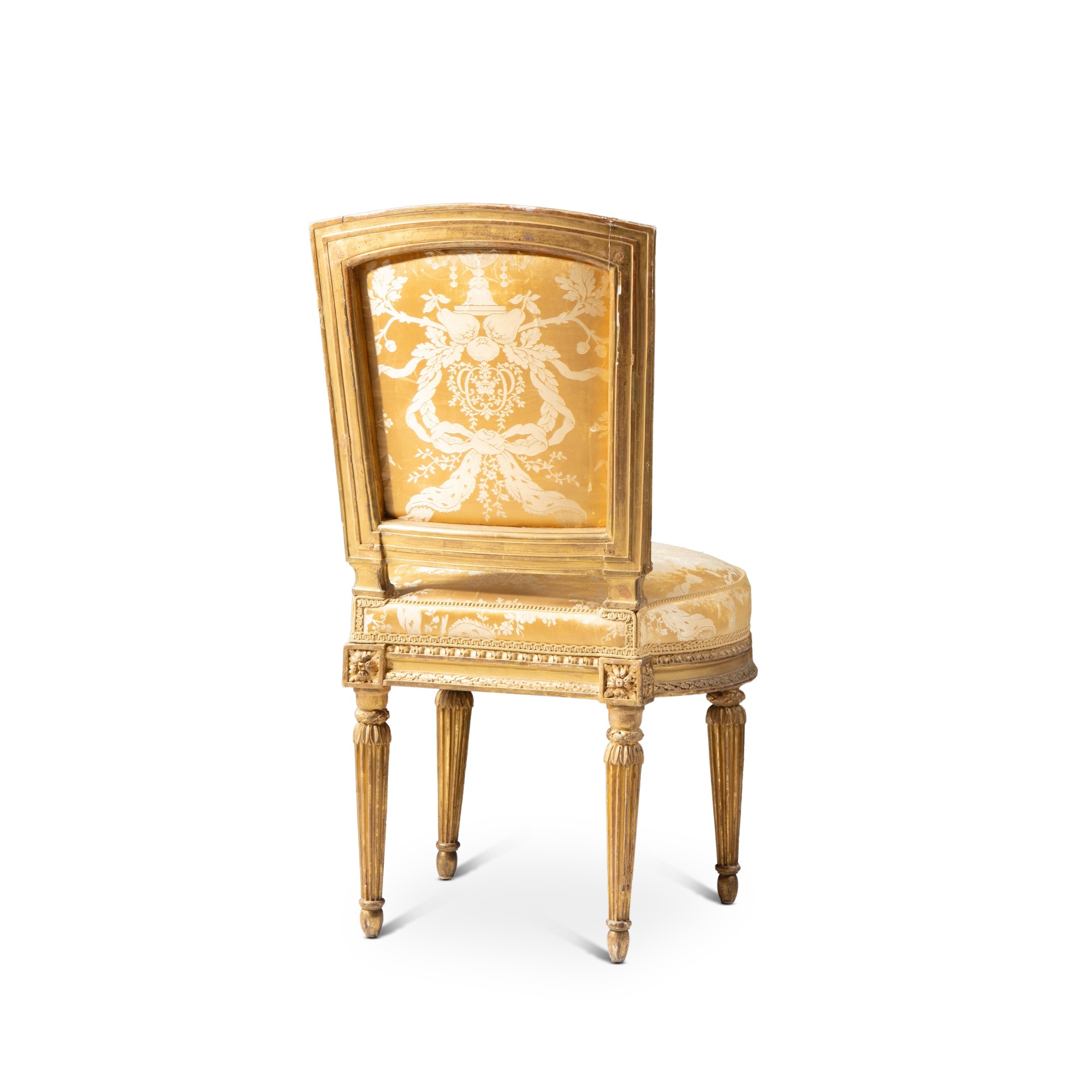 A suite of six Louis XVI giltwood chairs, stamped by Georges Jacob, the sculpture by Jean-Baptiste R - Image 3 of 14