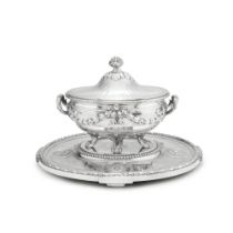 An important covered silver tureen, liner and stand, Robert-Joseph Auguste, Paris, stand and cover 1