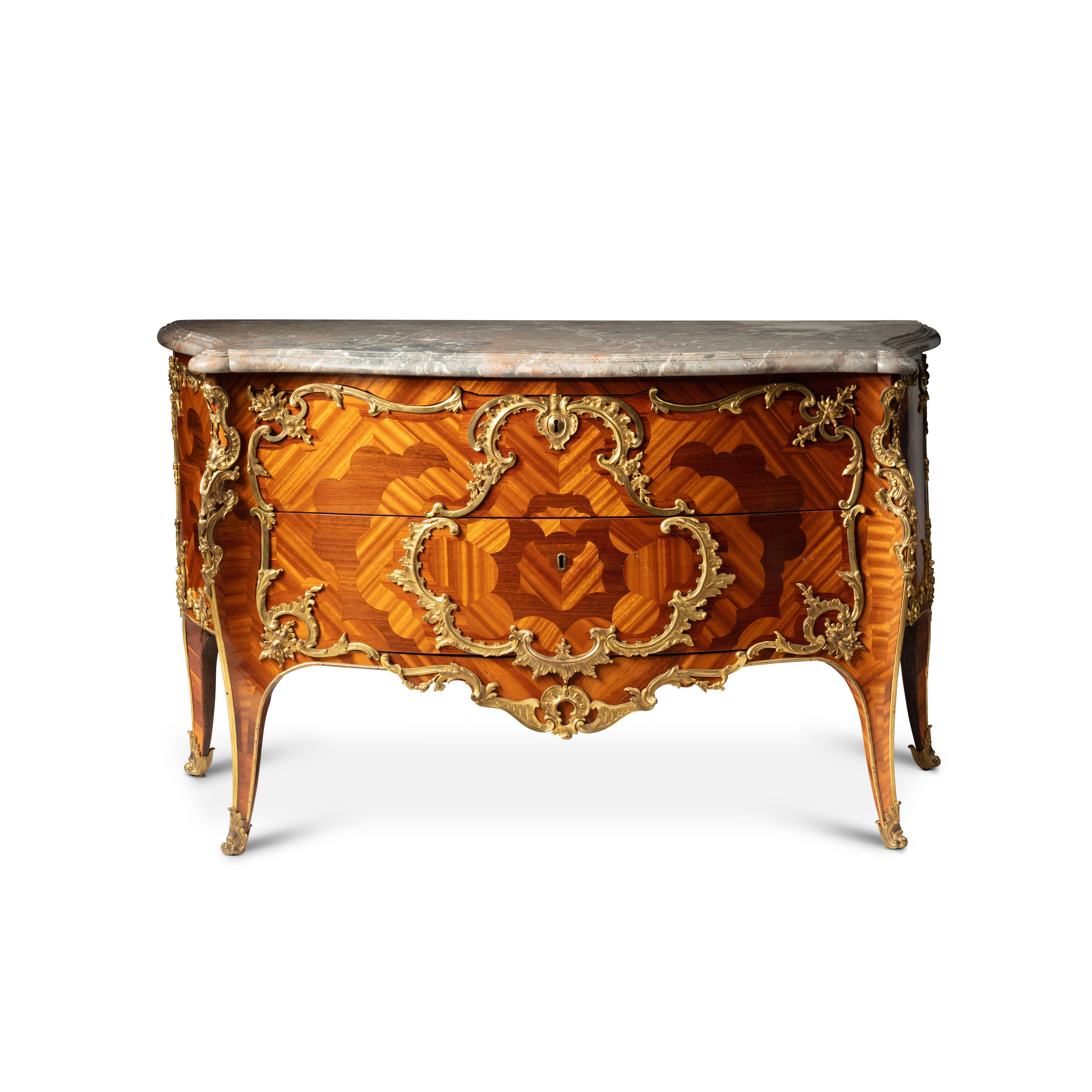 A Louis XV gilt-bronze mounted satinwood and amaranth veneered commode, circa 1750, stamped by BVRB, - Image 3 of 11