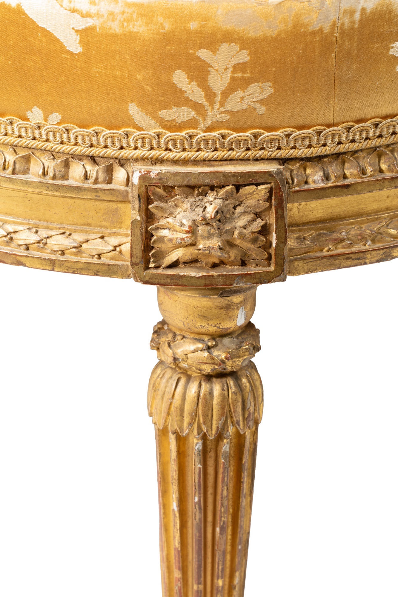 A suite of six Louis XVI giltwood chairs, stamped by Georges Jacob, the sculpture by Jean-Baptiste R - Image 5 of 14