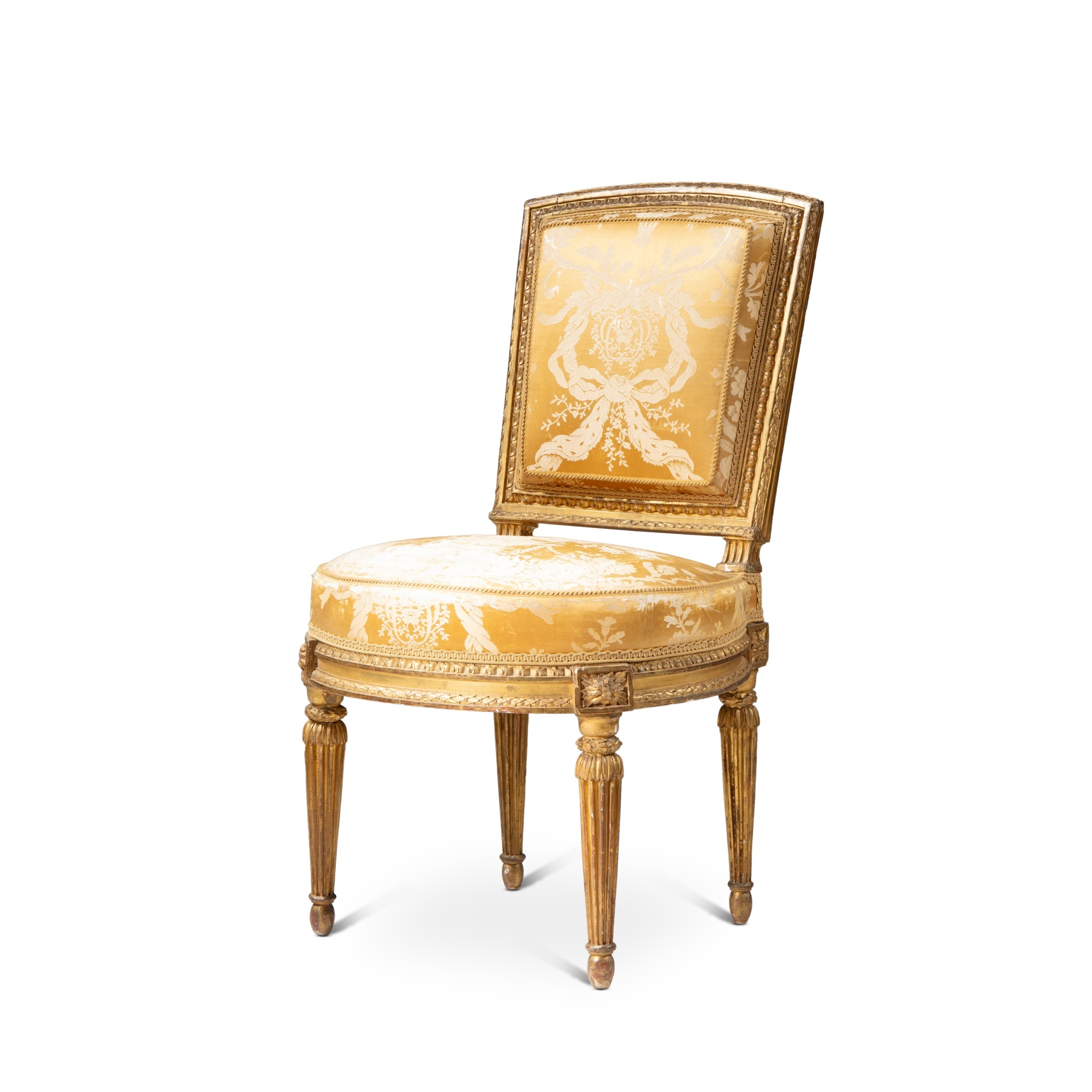 A suite of six Louis XVI giltwood chairs, stamped by Georges Jacob, the sculpture by Jean-Baptiste R - Image 2 of 14