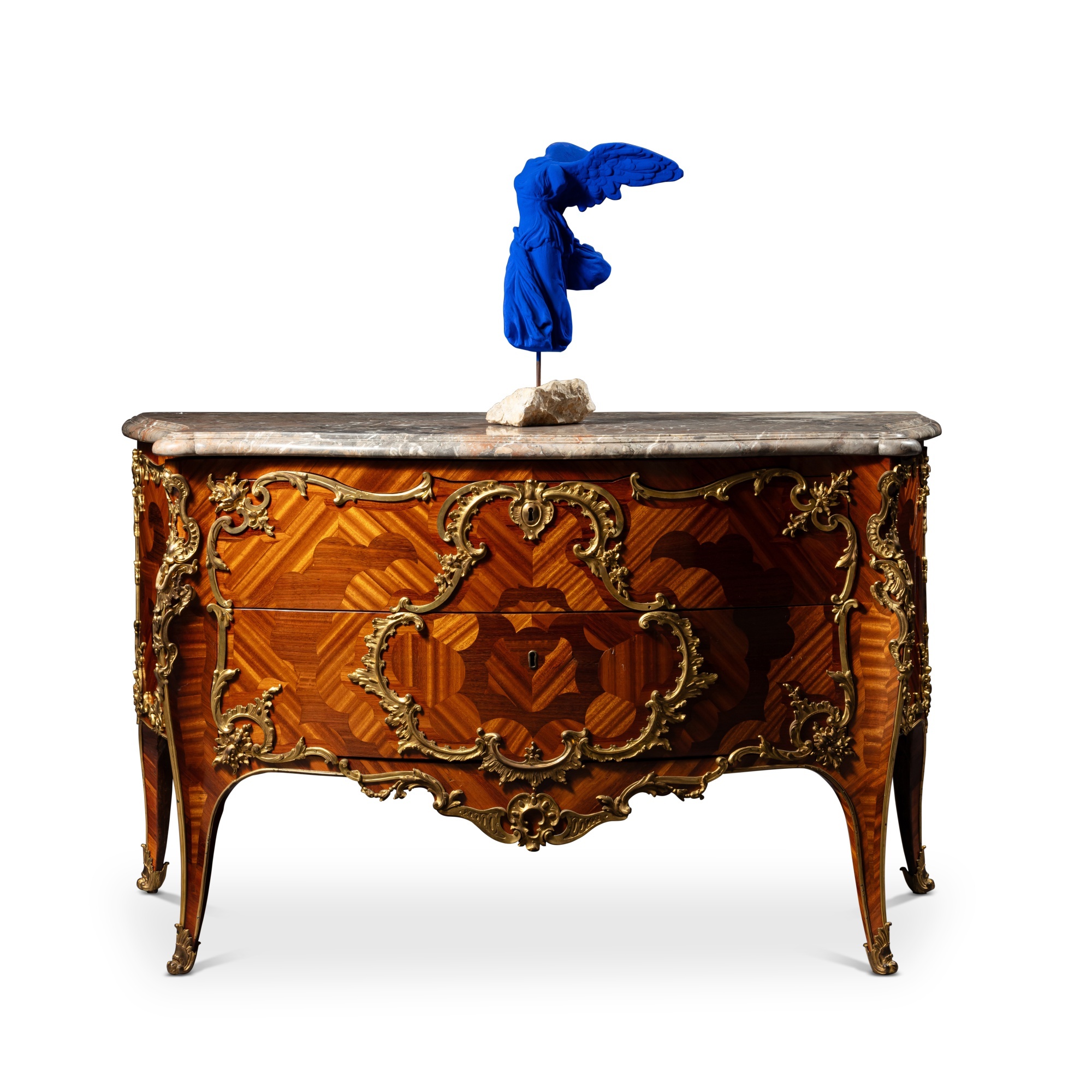 A Louis XV gilt-bronze mounted satinwood and amaranth veneered commode, circa 1750, stamped by BVRB, - Image 9 of 11