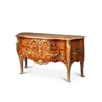 A Louis XV gilt-bronze mounted bloodwood and tulipwood veneered commode "&#224; palmes crois&#233;es