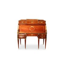 A Louis XVI gilt-bronze mounted mahogany veneered cylinder desk, circa 1780, attributed to the works