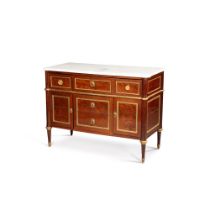 A Louis XVI gilt-bronze mounted mahogany and plum-pudding mahogany veneered secr&#233;taire commode,