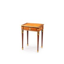 A Louis XVI gilt-bronze mounted tulipwood, amaranth and rosewood marquetry table d'appoint, circa 17