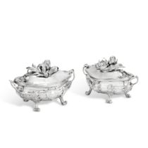 A pair of silver covered tureens, Jacques-Pierre Marteau, Paris, 1759-1760 | Paire de terrines et le