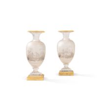 A pair of gilt-bronze mounted polished and cut glass vases, 19th century | Paire de vases en verre p