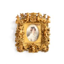 A miniature of Marie-Caroline de Bourbon-Sicile, duchesse de Berry with a giltwood frame, by Paul Go