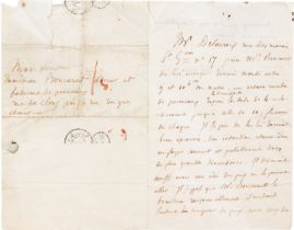 Delacroix, Eug&#232;ne Lettre autographe au doreur et encadreur Jean-Louis Boucarut. 24 mai 1834. In