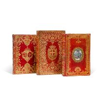 [Almanachs] 3 almanachs royaux, 1757-1772, aux armes, en maroquin rouge de l'&#233;poque. Estimate: