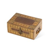 A gilt-brass mounted leather casket, 19th century | Coffret en maroquin et laiton dor&#233;, XIXe si