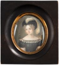 A portrait miniature of Duchess Louise of Artois (1819-1864), circa 1827 | Portrait en miniature de