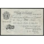 WHITE FIVE POUND BANKNOTE O'BRIEN 1956 SN: D47A 025132 IN ACCEPTABLE CONDITION