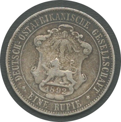 1892 GERMAN EAST AFRIKA ONE RUPIE SILVER SOIN DEUTSCH-OSTAFRIKANISCHE