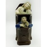 A STAFFORDSHIRE POTTERY "VICAR AND MOSES" PULPIT GROUP AFTER THE HOGARTH SATIRICAL PRINT A/F