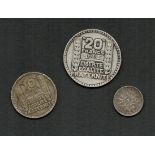 THREE SILVER EARLY FRENCH COINS