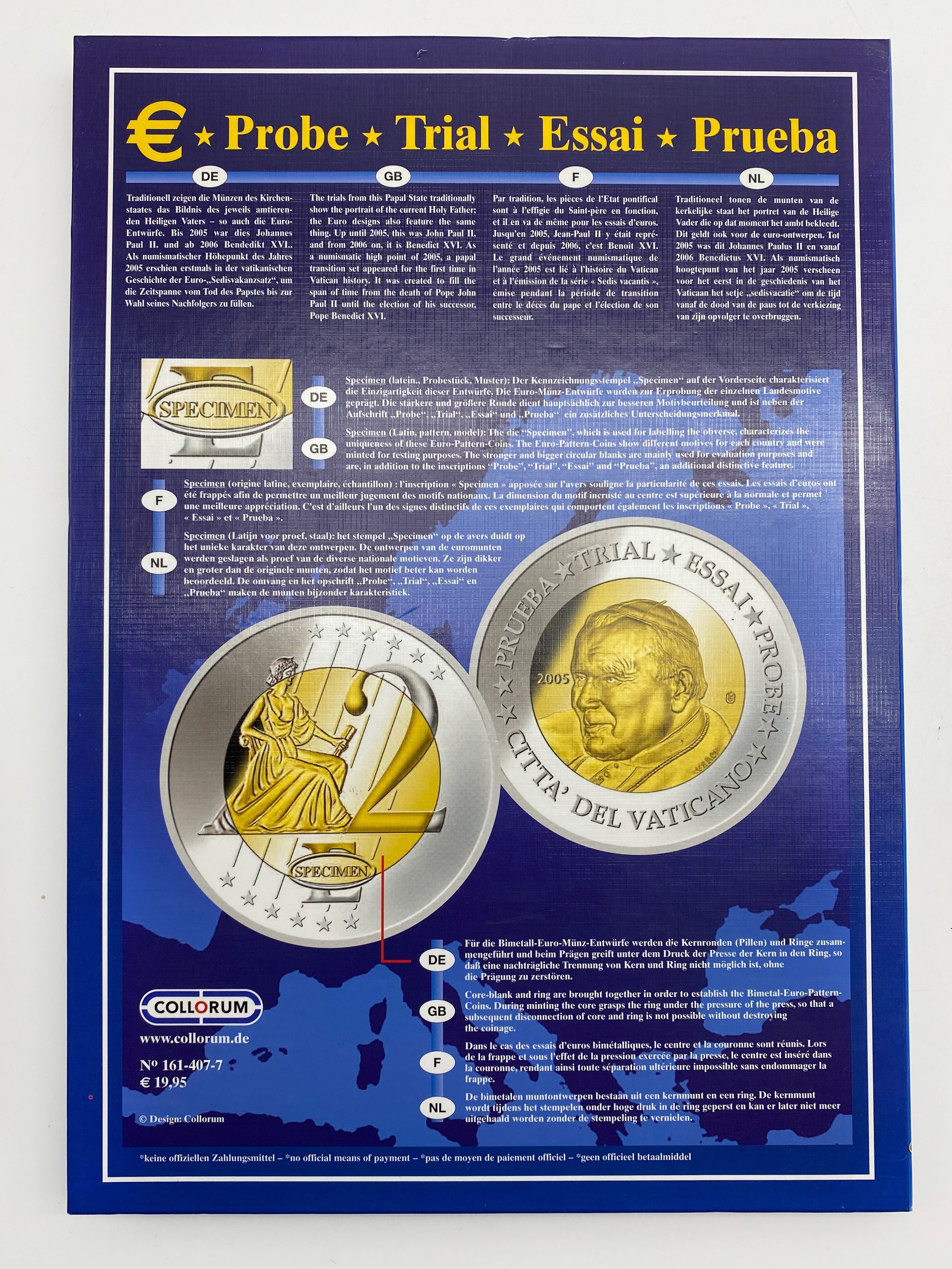 EURO TRIAL SPECIMEN COIN SET 2002 2007 - VATICAN - Image 4 of 5