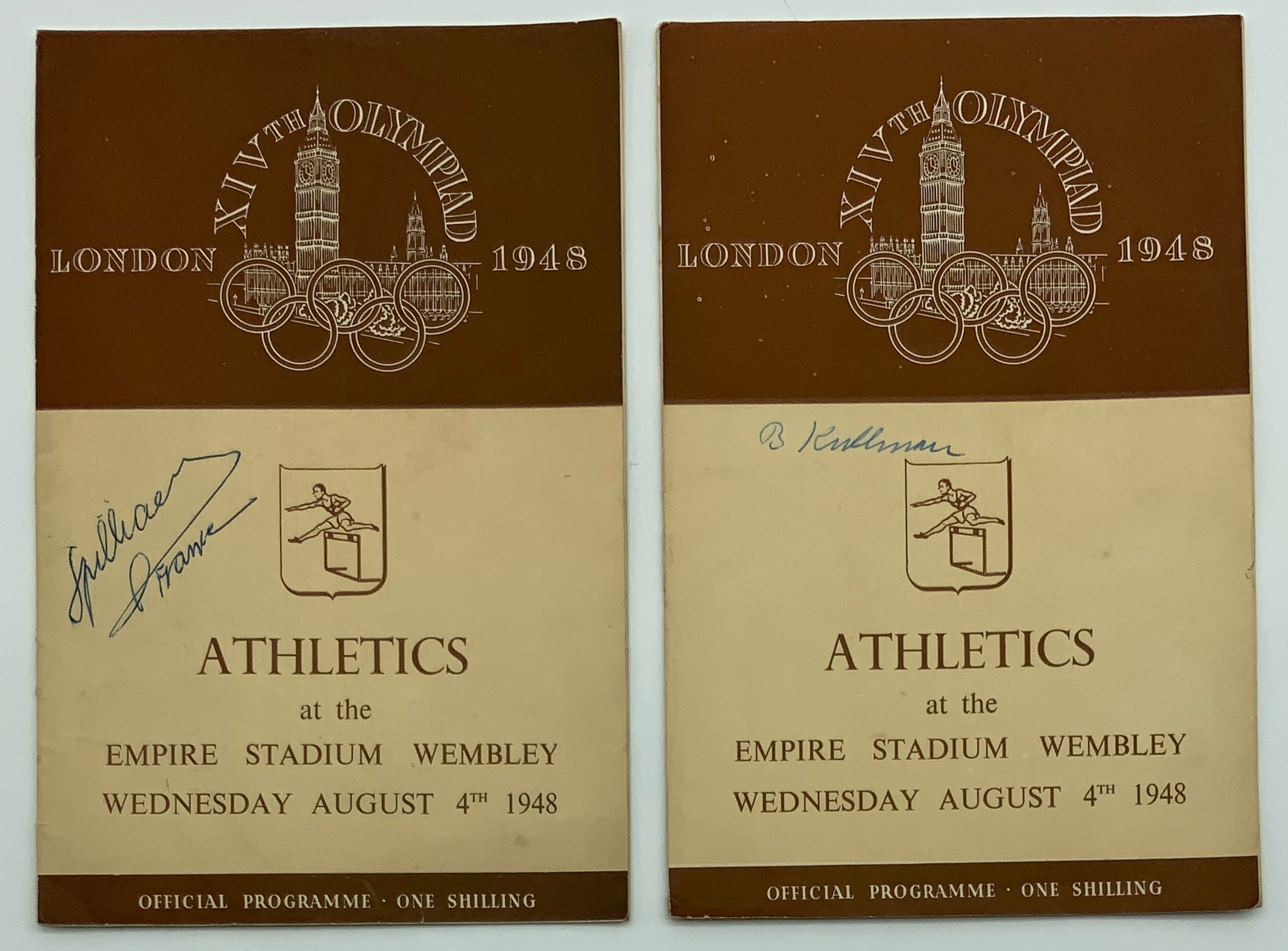 TWO SIGNED PROGRAMMES FROM XIV OLYMPIAD LONDON 1948 & TWO TICKETS - Image 2 of 2