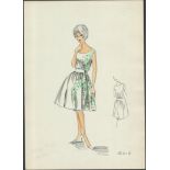 SELECTION OF COSTUME DESIGNS DRAWINGS ON PAPER BY MAGGY ROUF (MARGUERITE BESANCON DE WAGNER)