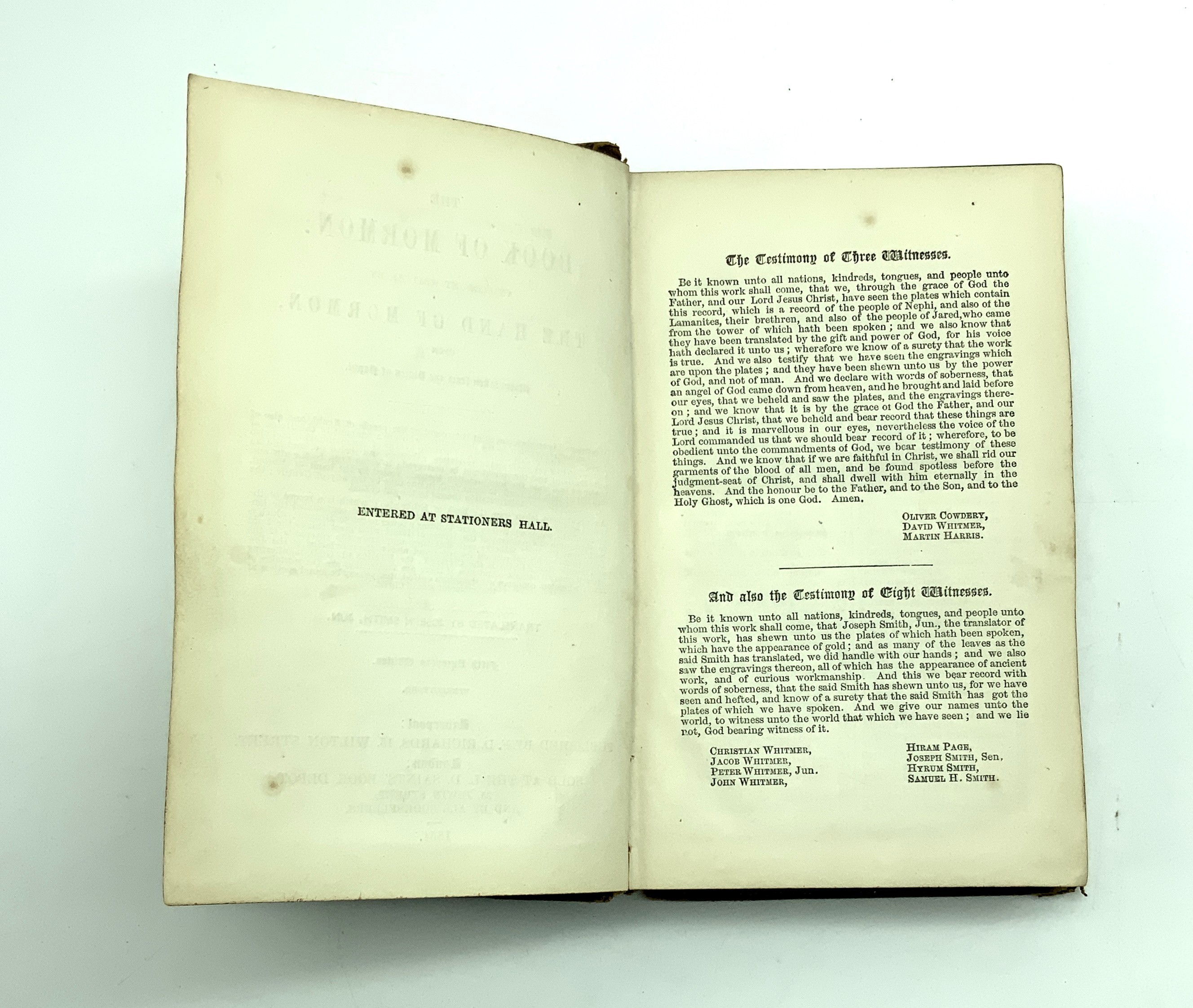 FIFTH EUROPEAN EDITION OF 1854 THE BOOK OF MORMON TRANSLATED BY JOSEPH SMITH, JUNIOR - Image 2 of 4