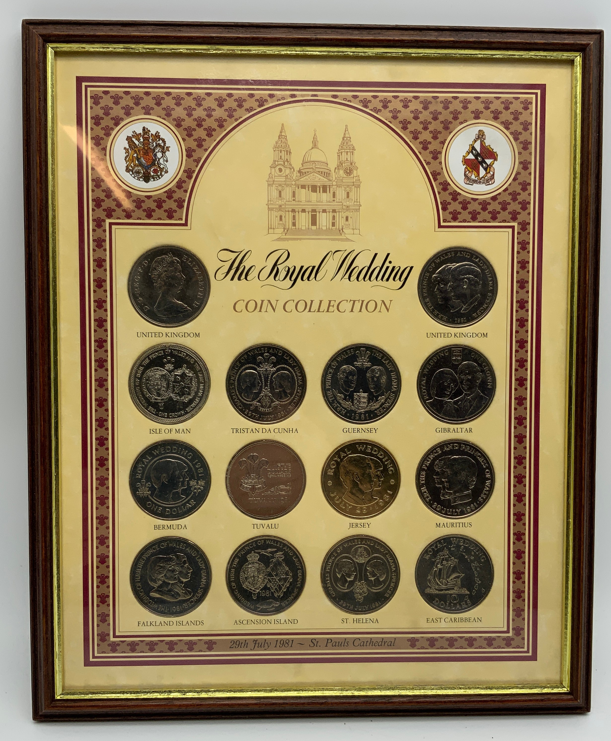 FRAMED 29TH JULY 1981 ST. PAUL'S CATHEDRAL THE ROYAL WEDDING COIN COLLECTION