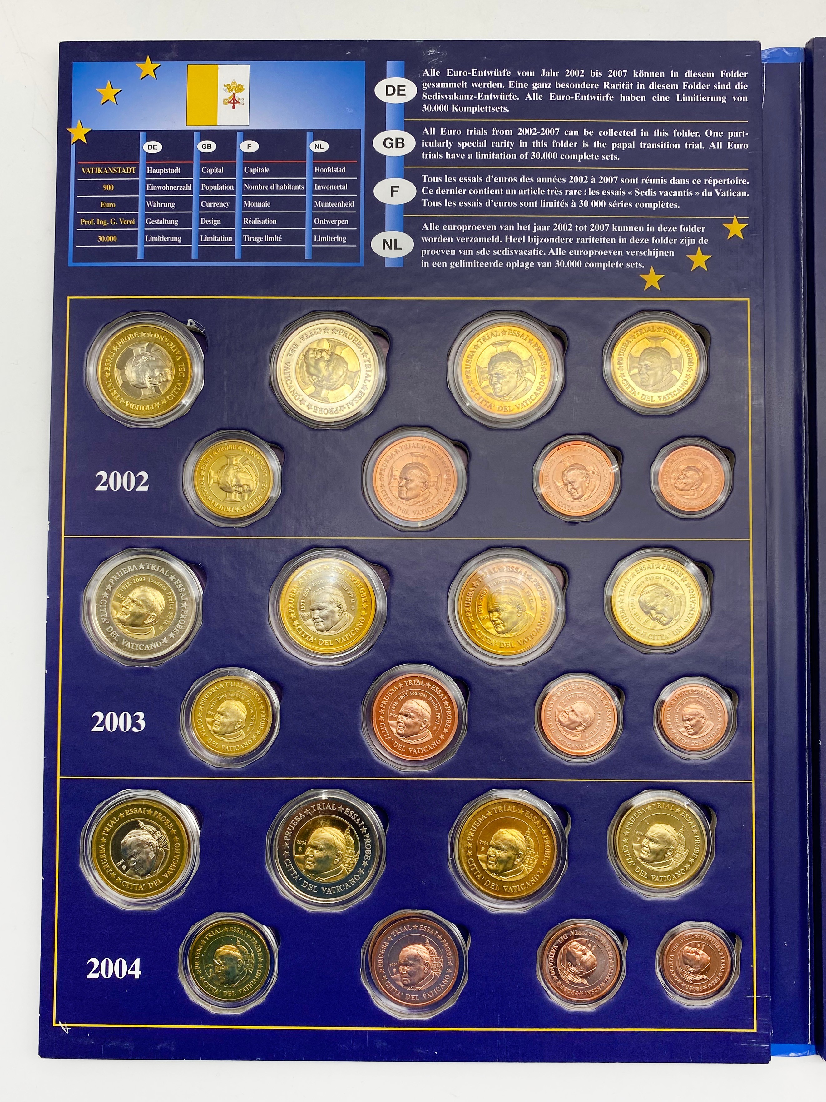 EURO TRIAL SPECIMEN COIN SET 2002 2007 - VATICAN - Image 2 of 5