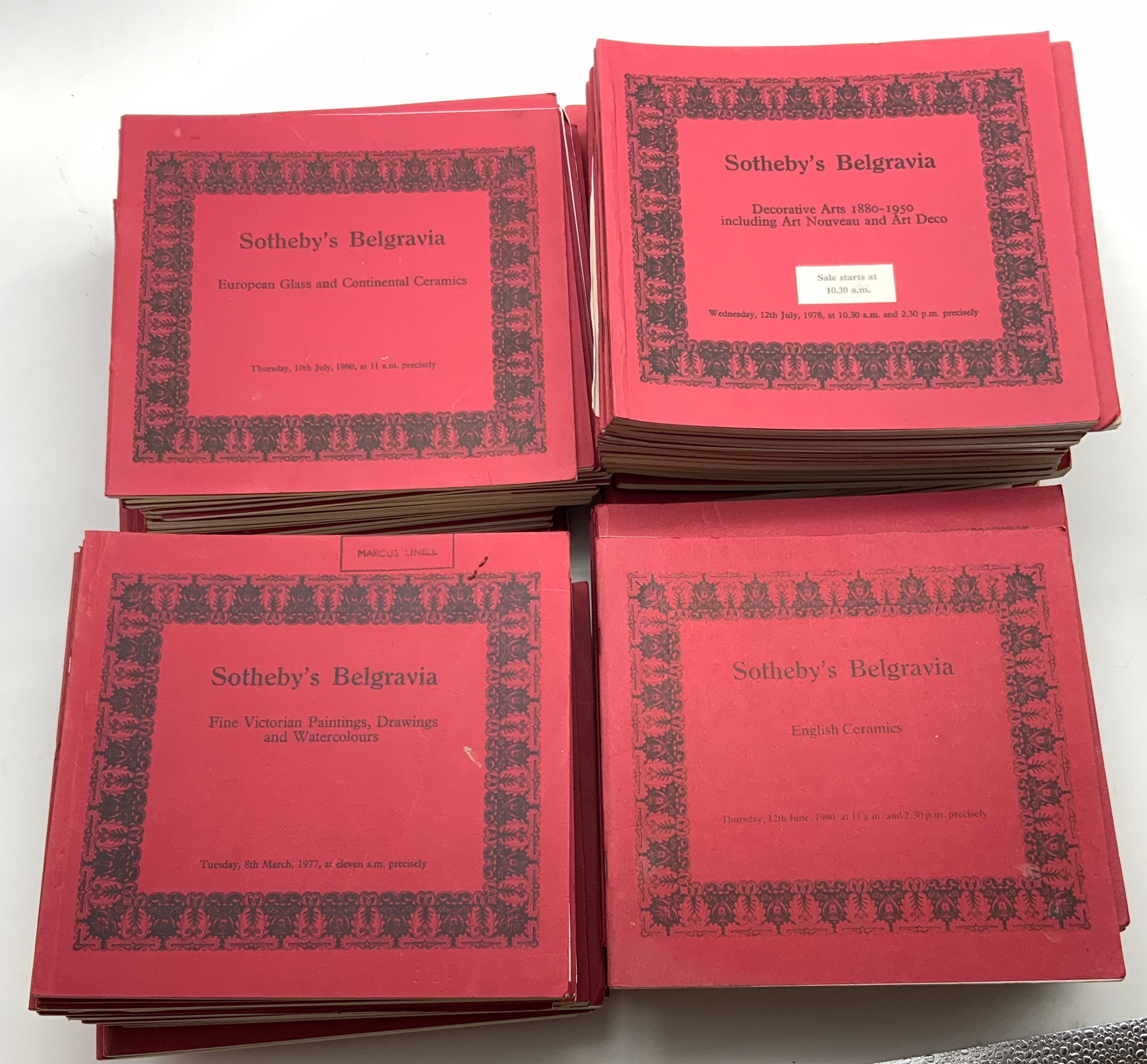 QUANTITY OF AUCTION CATALOGUES FROM SOTHEBY'S BELGRAVIA FROM the 1970s & 1980s