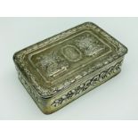 ANTIQUE HALLMARKED HANAU SILVER REPOUSSE TABLE SNUFF BOX IMPORTED HALLMARKED FOR BOAZ MOSES LANDECK
