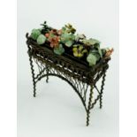 MINIATURE METAL FILIGREE STANDING PLANT POT WITH FLOWERS