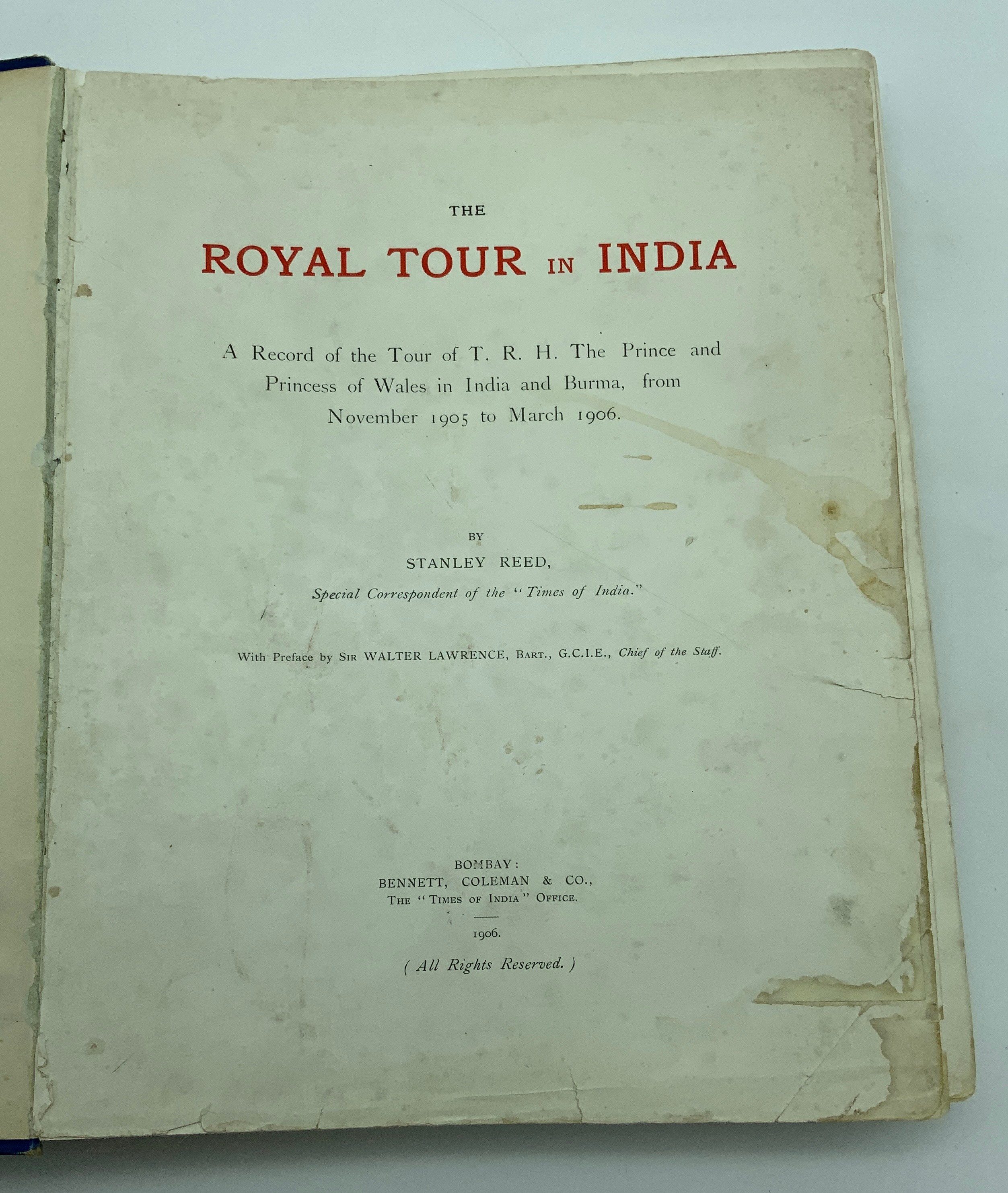 THE ROYAL TOUR TO INDIA BY STANLEY REED A/F - Image 2 of 4
