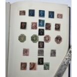COLLECTION OF STAMPS IN ALBUM INCLUDING FOUR PENNY BLACK STAMPS