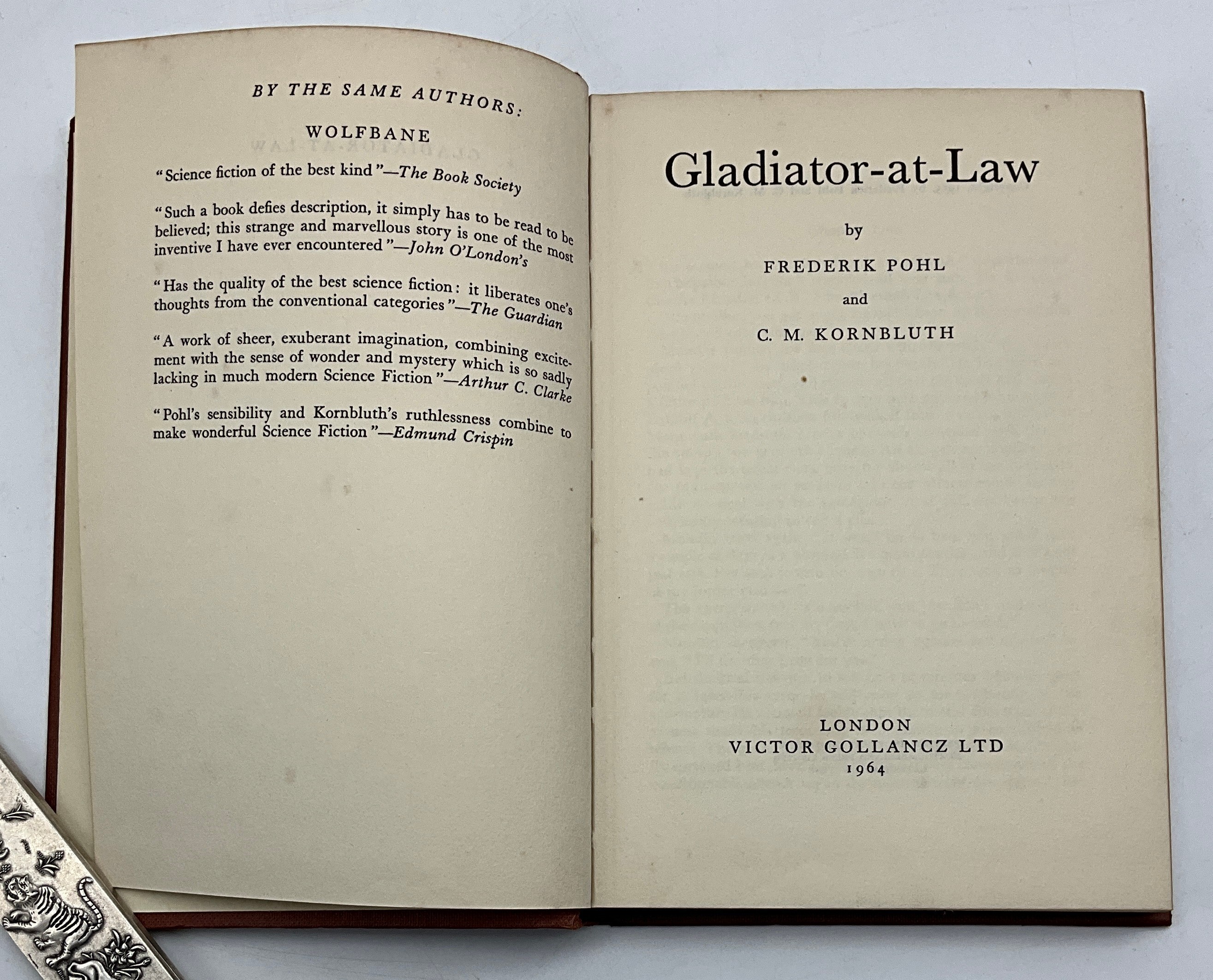 GLADIATOR-AT-LAW BY POHL & KORNBLUTH PUBLISHED BY GOLLANCZ 1964 - Image 2 of 2