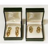 TWO PAIRS OF 9CT GOLD EARRINGS - BOXED