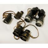 2 WWI BINOCULARS & 2 MONOCULARS