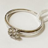 14CT WHITE GOLD DIAMOND RING - SIZE J-K - 1.6 GRAMS APPROX